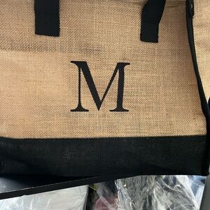 Stylish Tan and Black Tote Bag